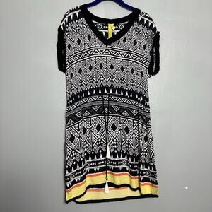 Green Dragon Women’s Black White Casual Dress Ethnic Aztec Print Wild XS Small